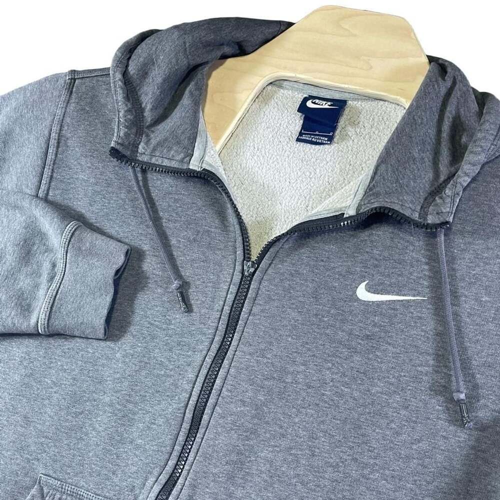Nike Zip-Up Hoodie Size L Gray Embroidered Swoosh